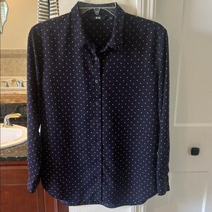 Navy Blue Polka Dot Women’s Shirt